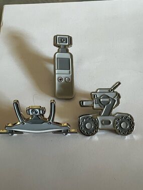 DJI Drone Enamel Pin Set of 3 Gray White Silver